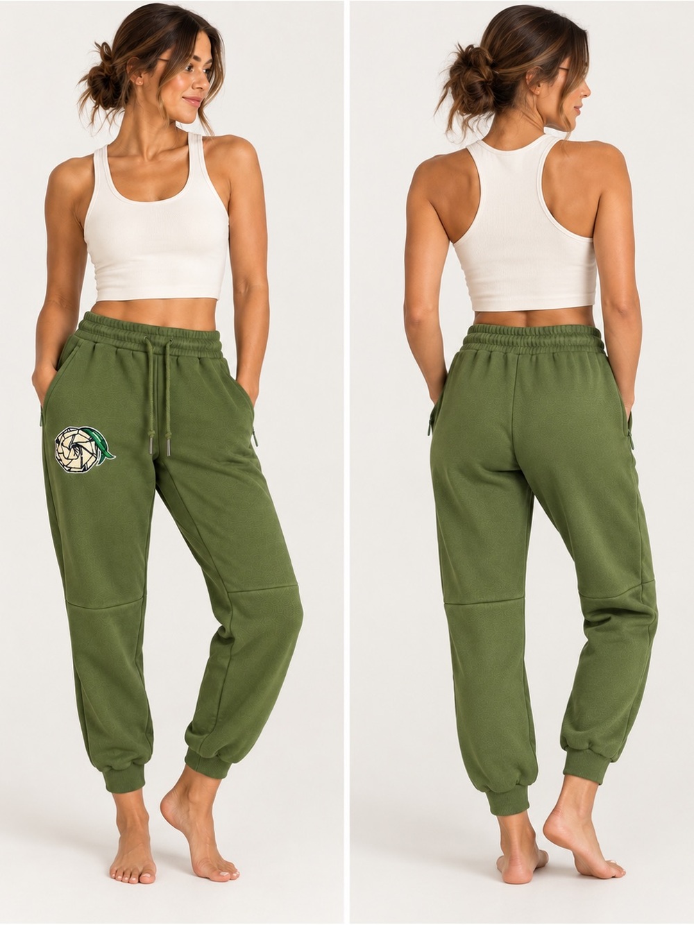 SweetGrass Clothing Olive Palmetto Rose Fleece Joggers XL - Picture 2 of 16